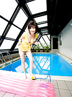 Nao Nagasawa Asian shows big boobs and nice smile at the pool